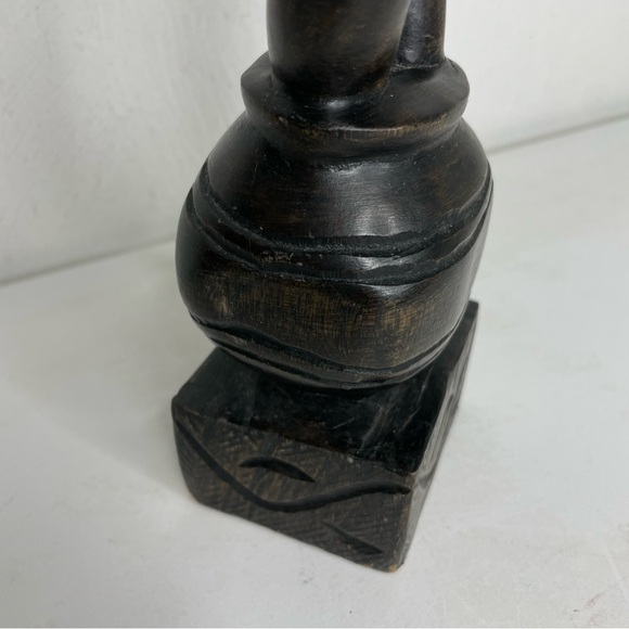 Handmade primitive abstract carved wood sculpture intertwined snake columns - Picture 11 of 16